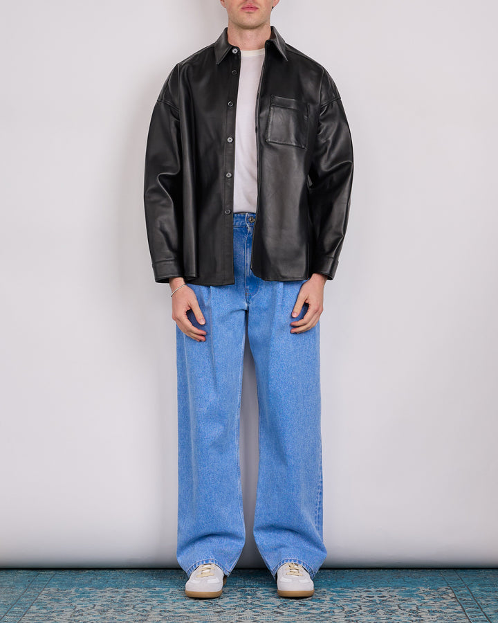 Marni Sleek Natural Nappa Leather Button Shirt Black