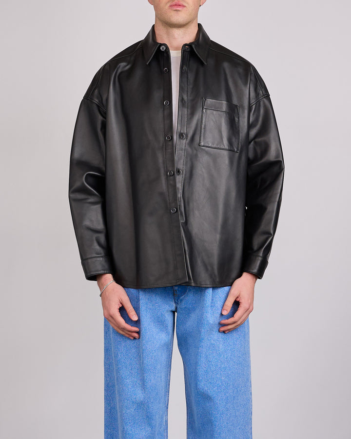 Marni Sleek Natural Nappa Leather Button Shirt Black