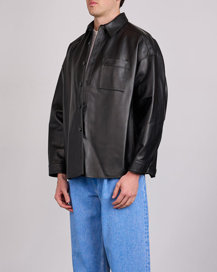 Marni Sleek Natural Nappa Leather Button Shirt Black