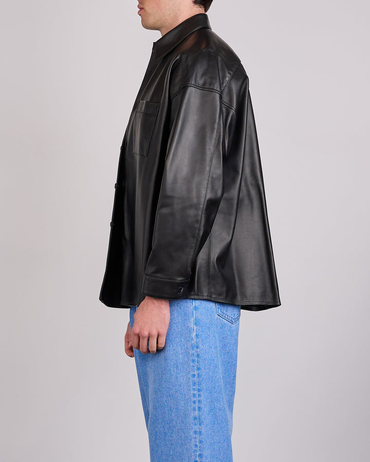Marni Sleek Natural Nappa Leather Button Shirt Black
