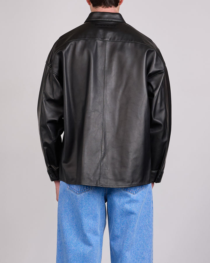 Marni Sleek Natural Nappa Leather Button Shirt Black