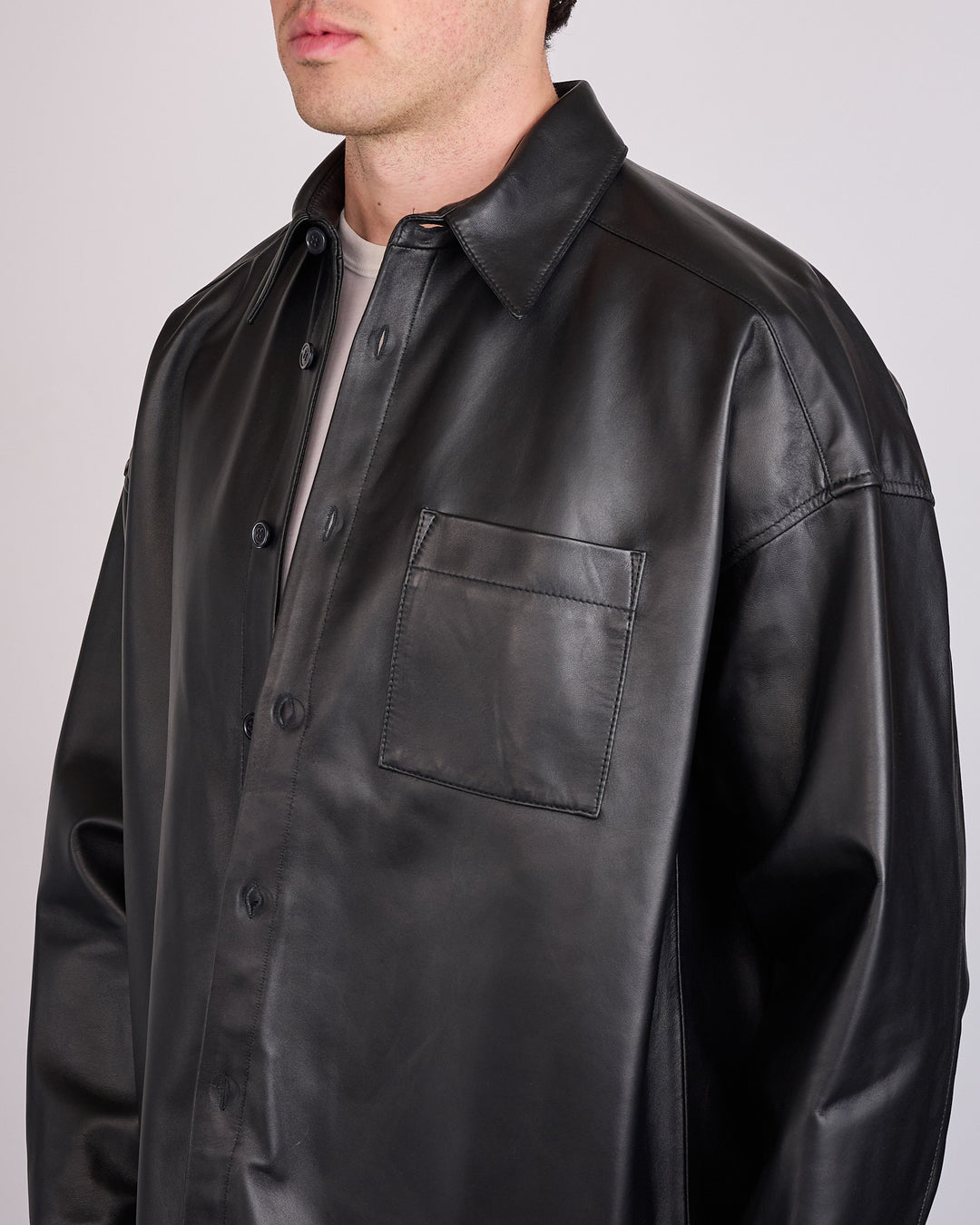 Marni Sleek Natural Nappa Leather Button Shirt Black