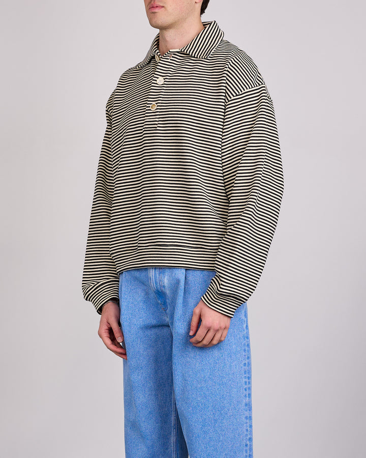 Marni Striped Yarn-Dyed Collar Sweatshirt Black
