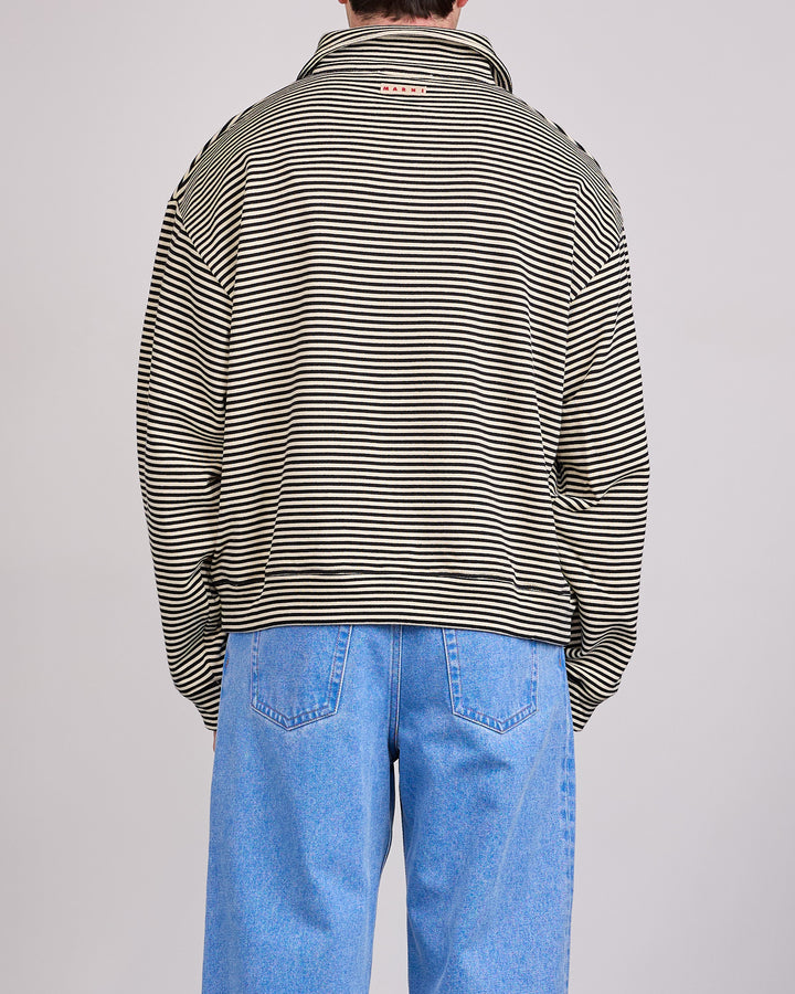 Marni Striped Yarn-Dyed Collar Sweatshirt Black