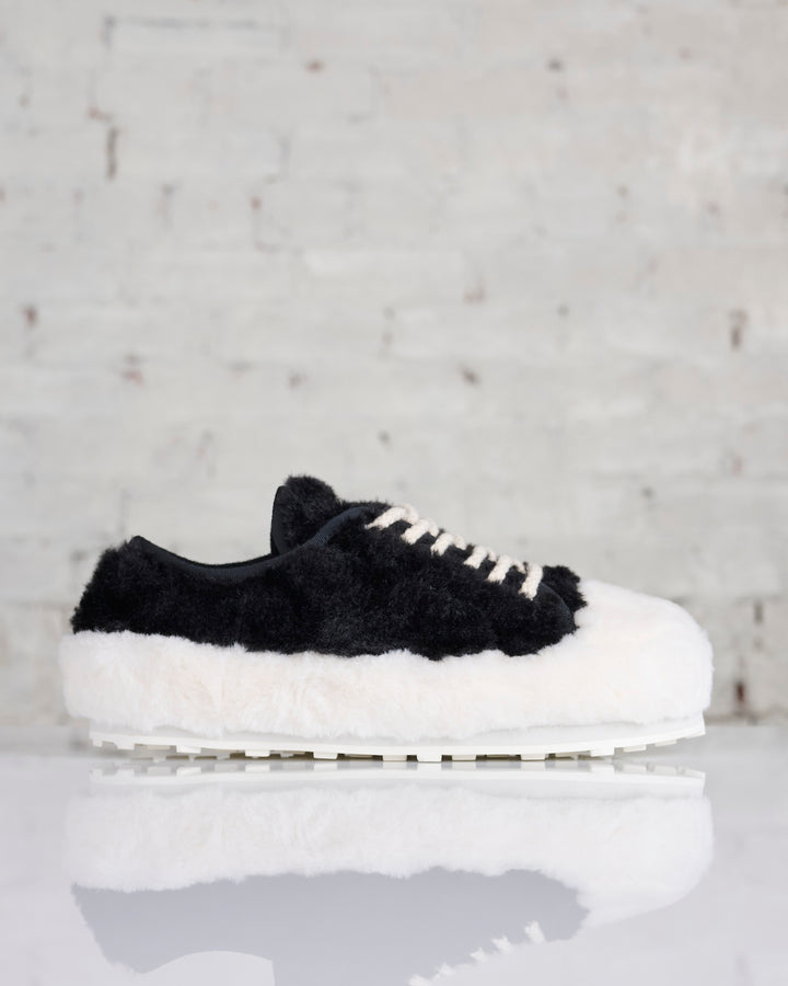 Marni Teddy Fabric Sneaker Lily White Black