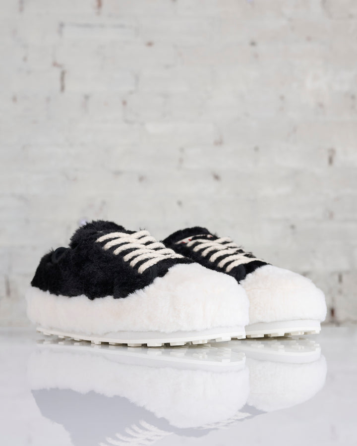 Marni Teddy Fabric Sneaker Lily White Black