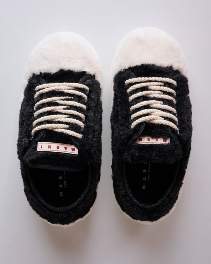 Marni Teddy Fabric Sneaker Lily White Black