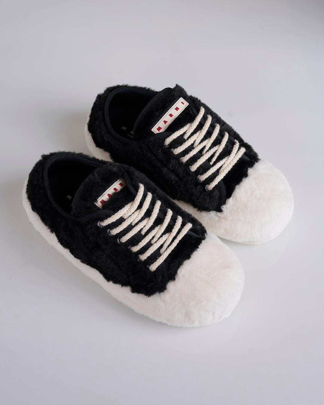 Marni Teddy Fabric Sneaker Lily White Black