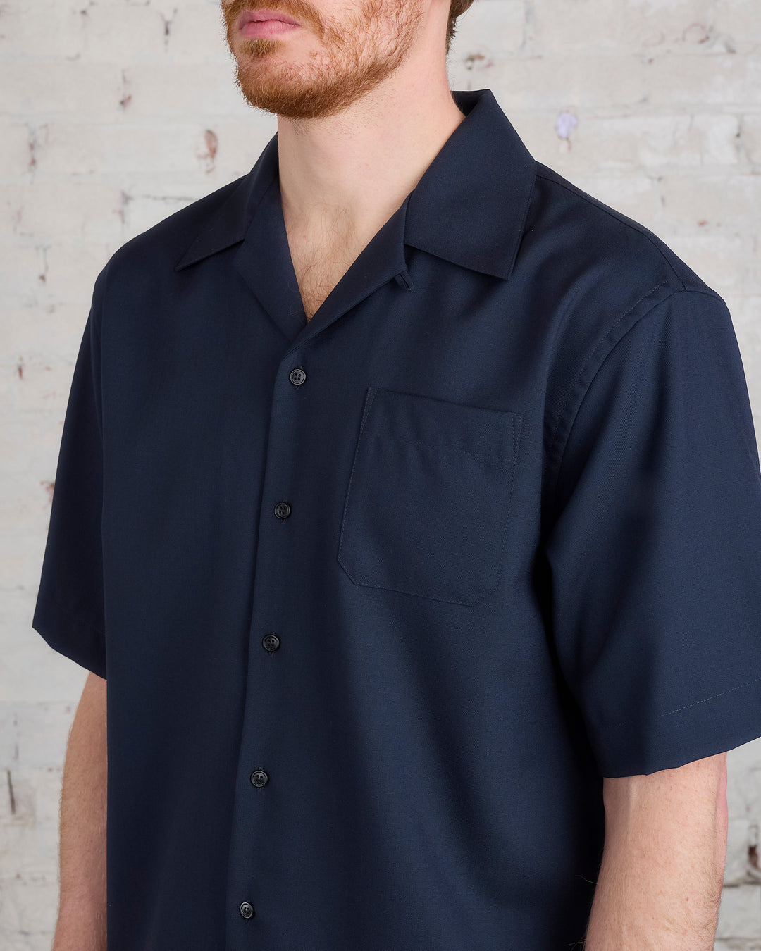 Marni Tropical Wool Bowling Shirt Blue-Black
