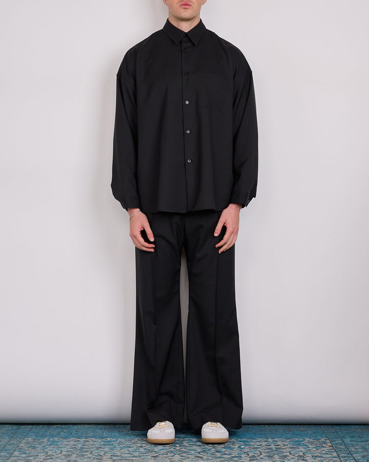Marni Tropical Wool Boxy Button Shirt Black