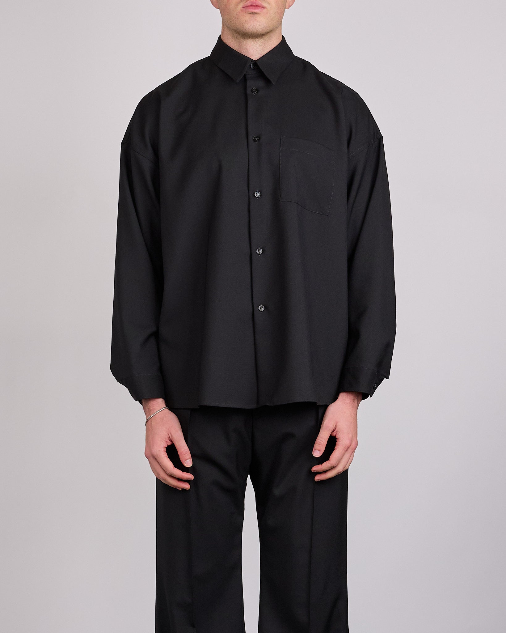 Marni Tropical Wool Boxy Button Shirt Black – LESS 17