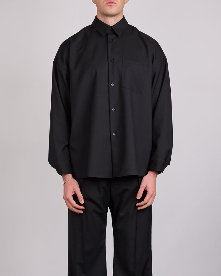 Marni Tropical Wool Boxy Button Shirt Black