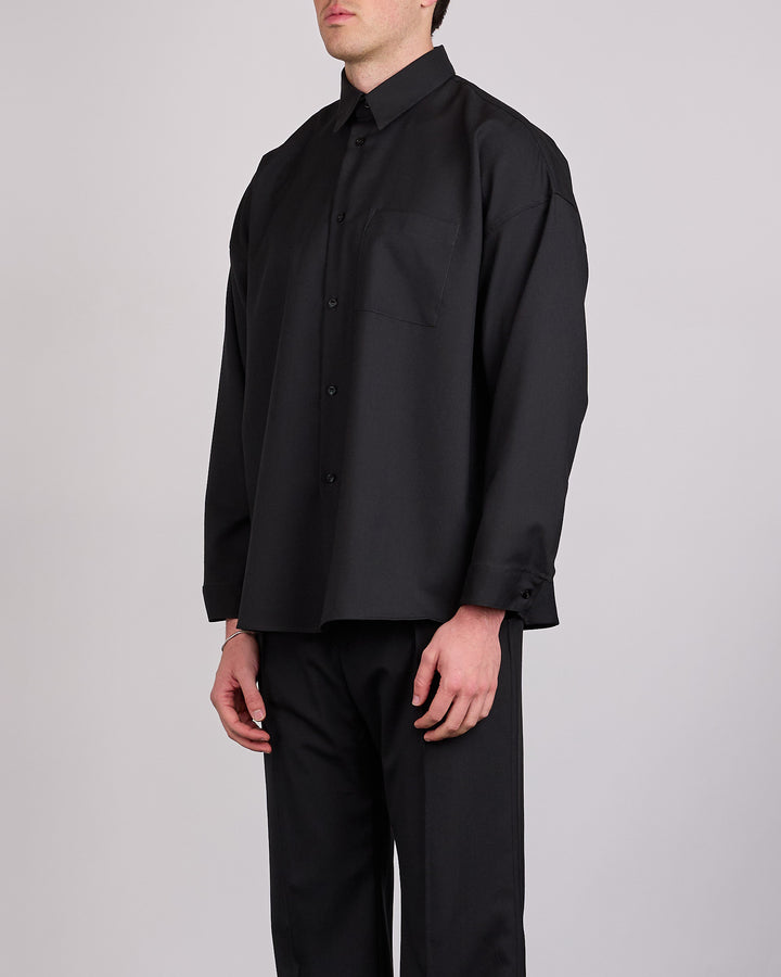 Marni Tropical Wool Boxy Button Shirt Black