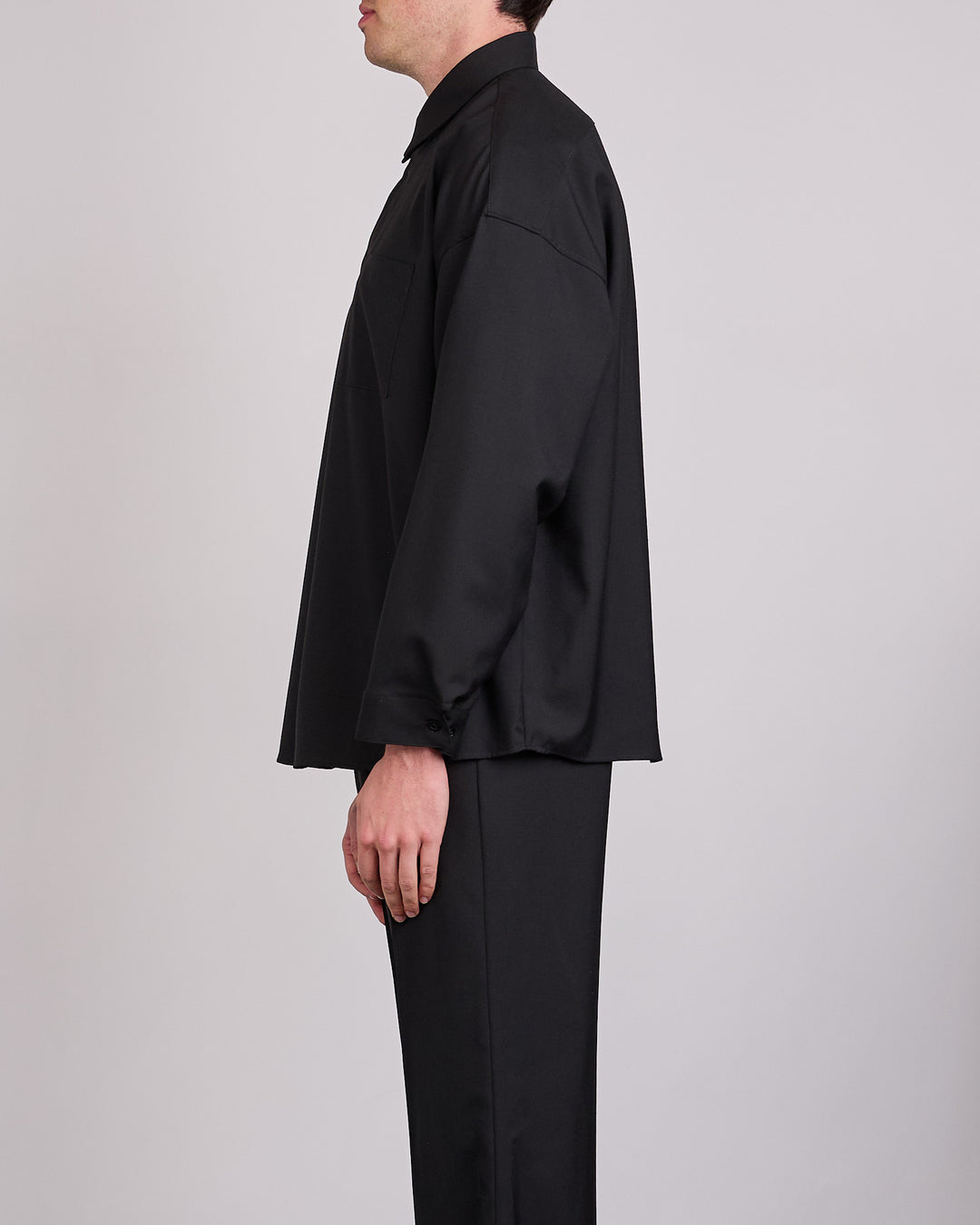 Marni Tropical Wool Boxy Button Shirt Black