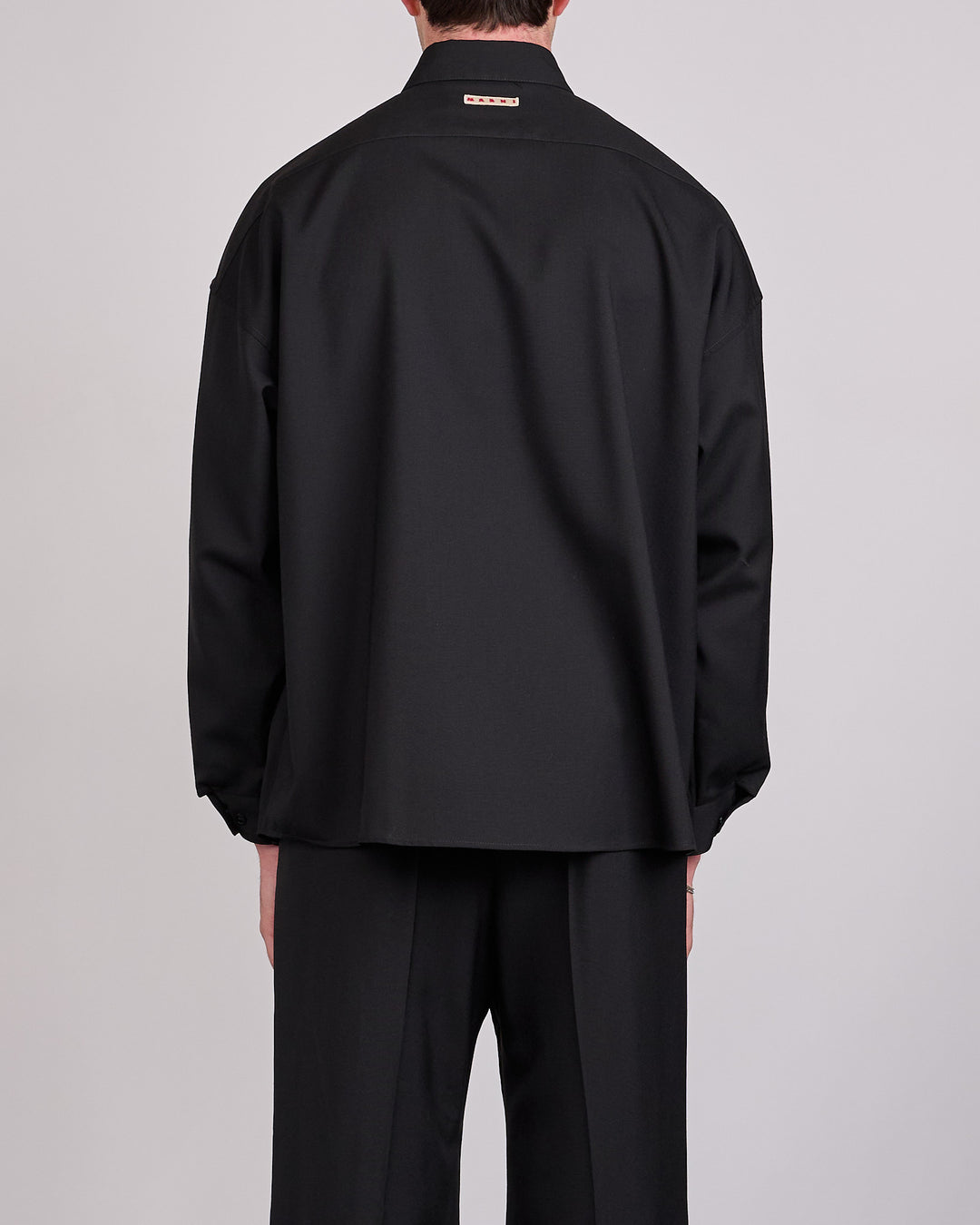 Marni Tropical Wool Boxy Button Shirt Black