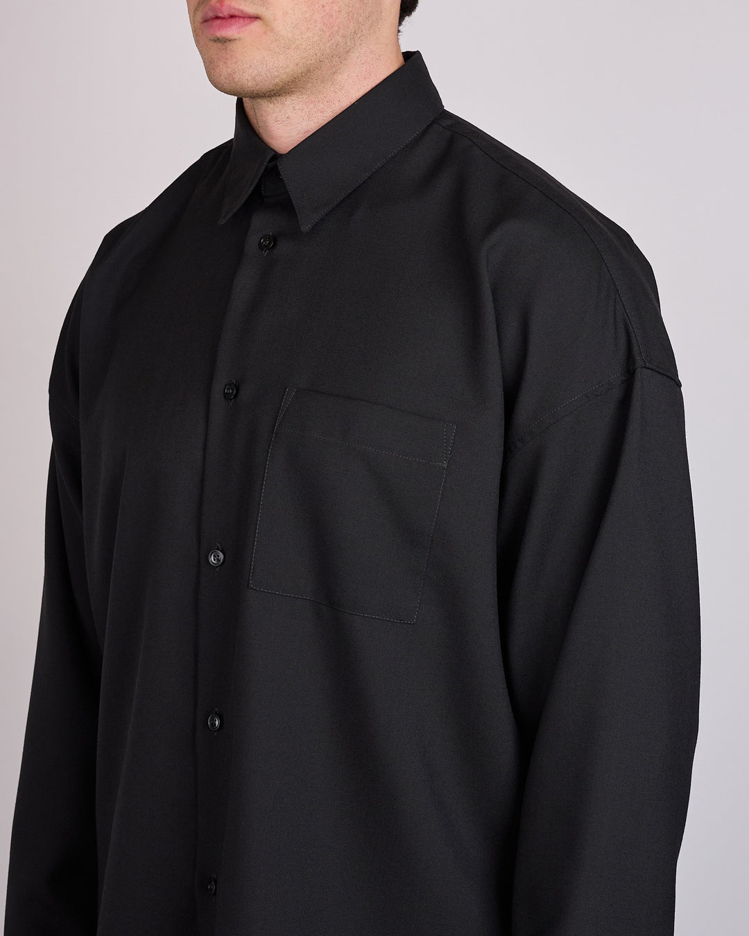 Marni Tropical Wool Boxy Button Shirt Black