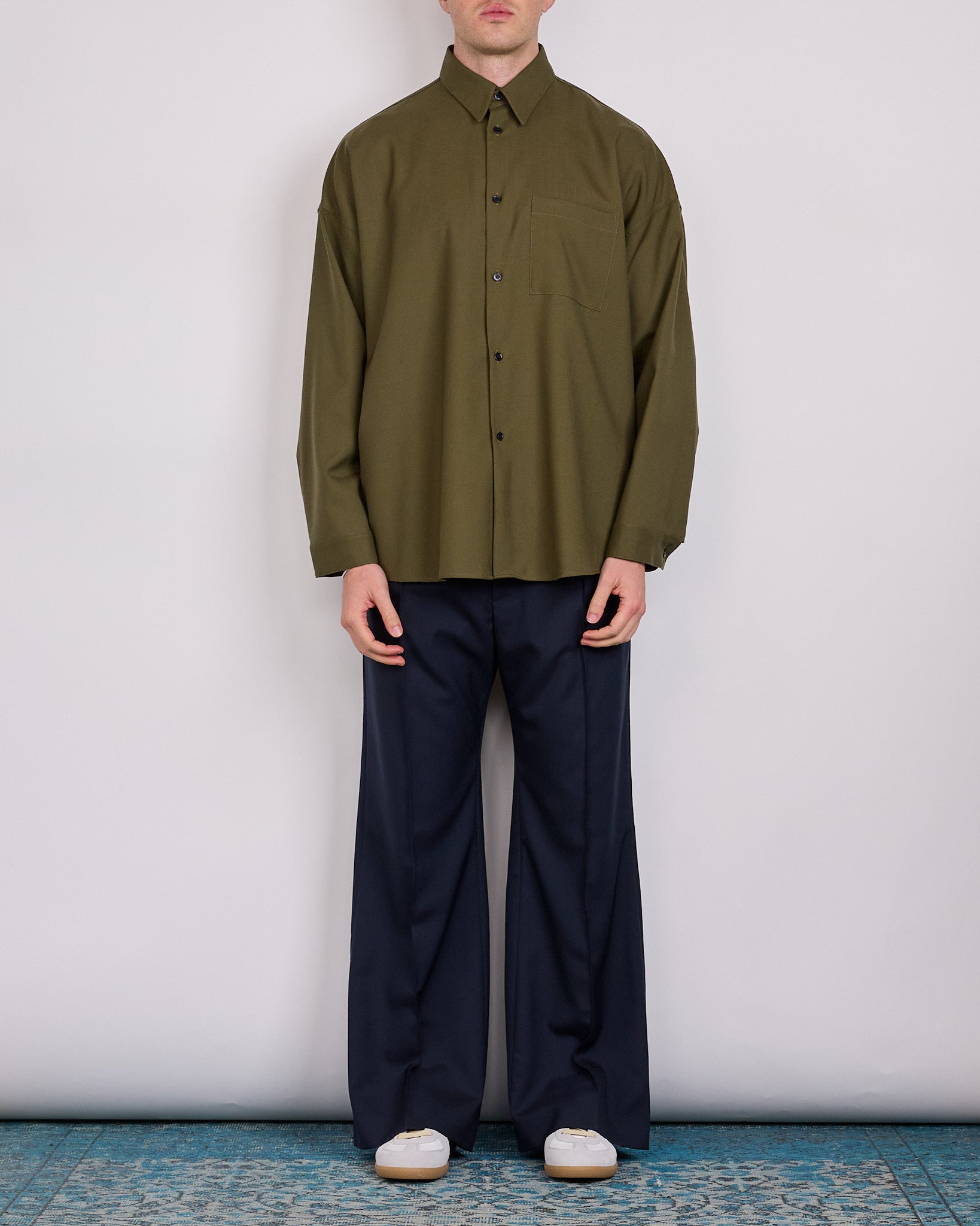 Marni Tropical Wool Boxy Button Shirt Deep Sage – LESS 17