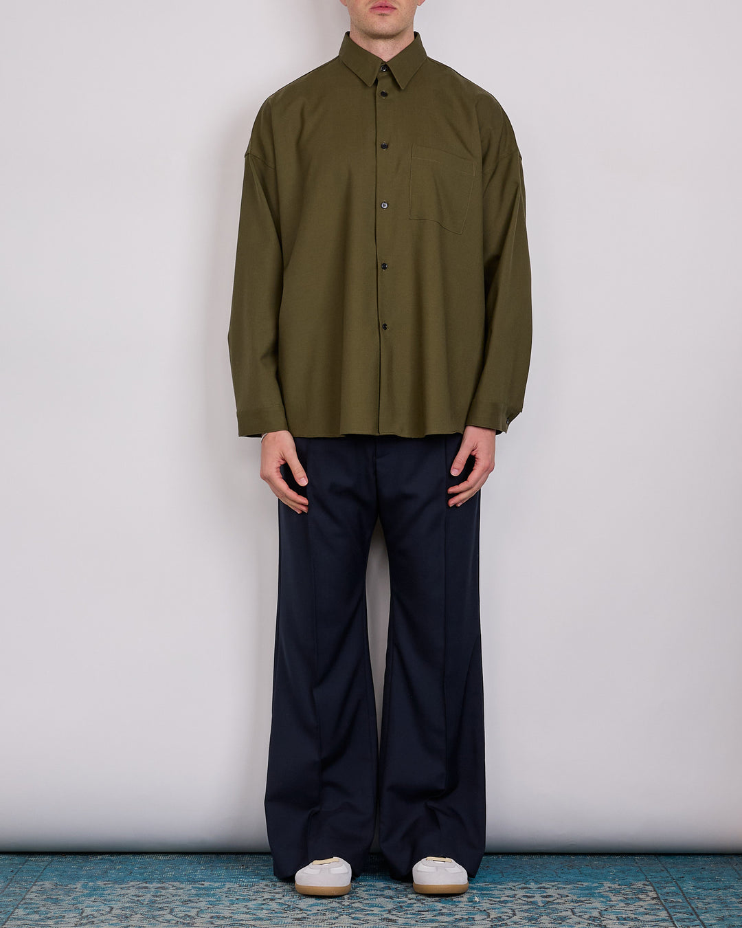 Marni Tropical Wool Flared Pant BluBlack