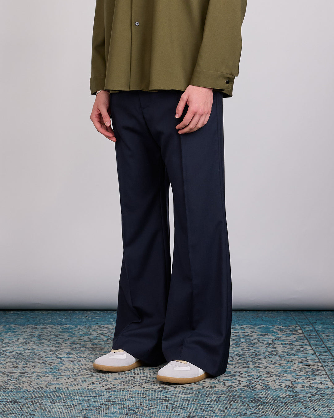 Marni Tropical Wool Flared Pant BluBlack