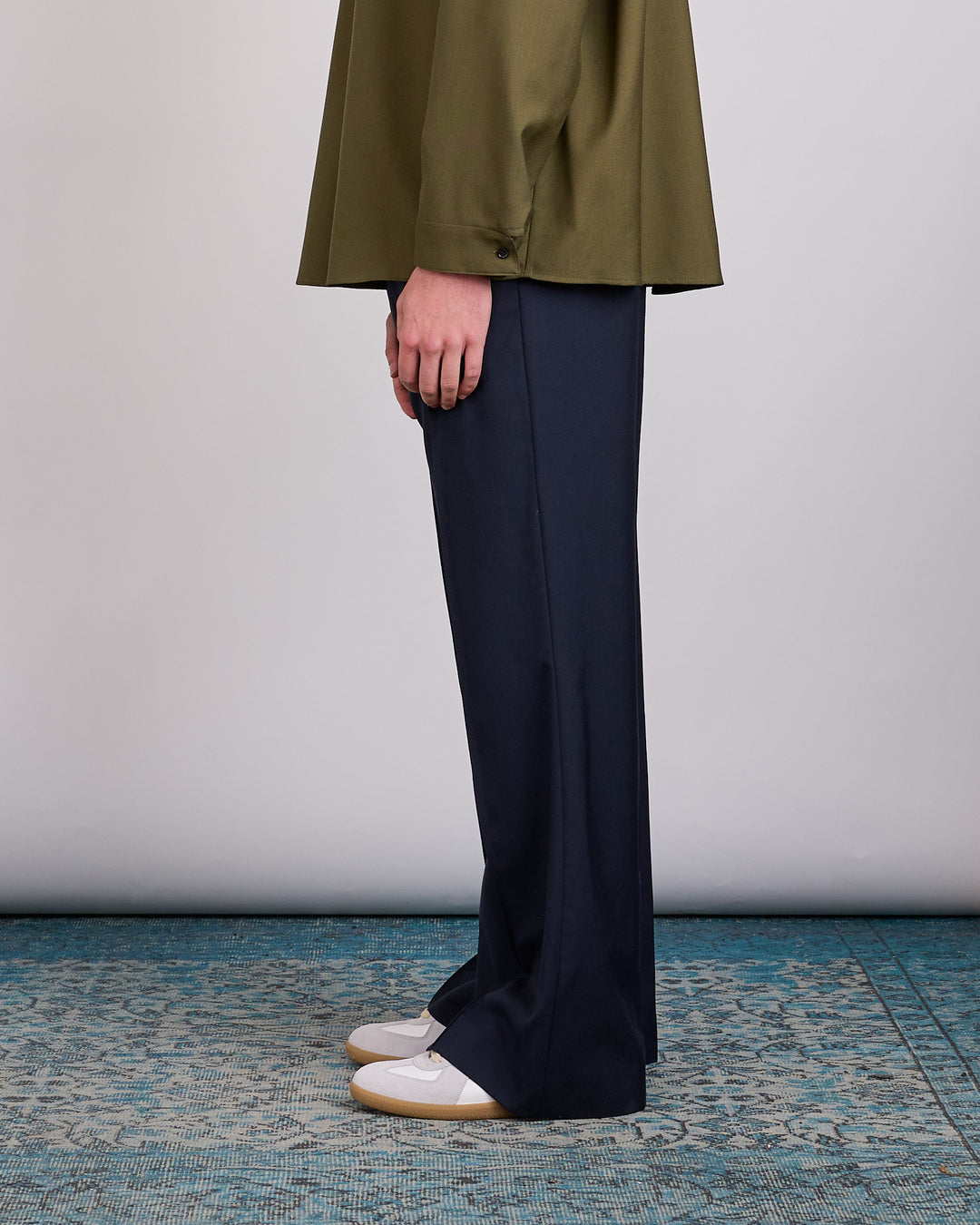 Marni Tropical Wool Flared Pant BluBlack