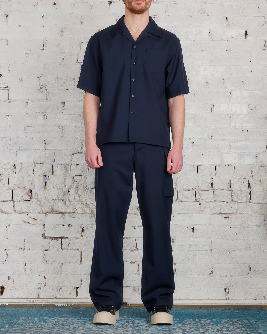 Marni Tropical Wool Single Cargo Pant Blue-Black