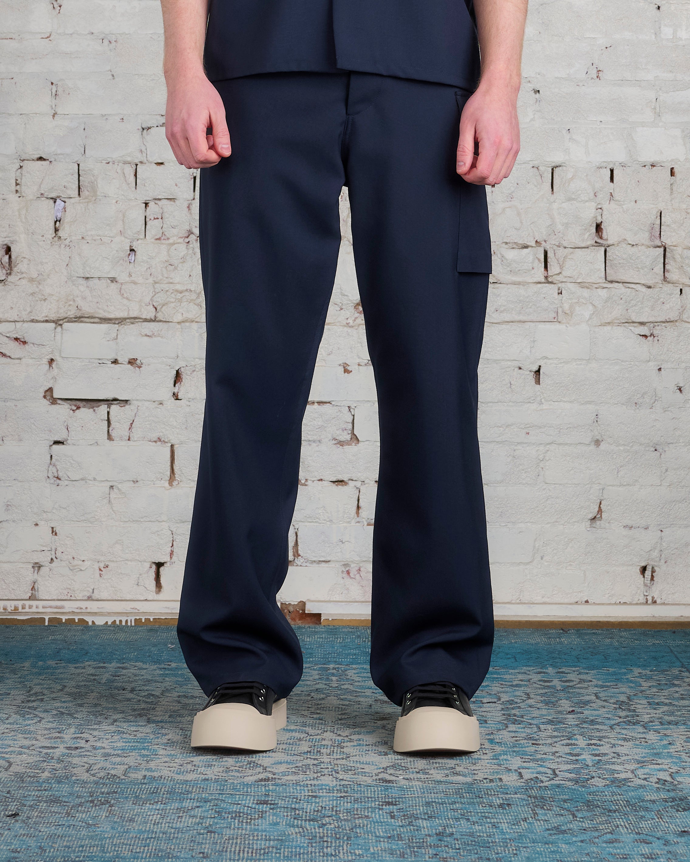 Marni Tropical Wool Single Cargo Pant Blue-Black