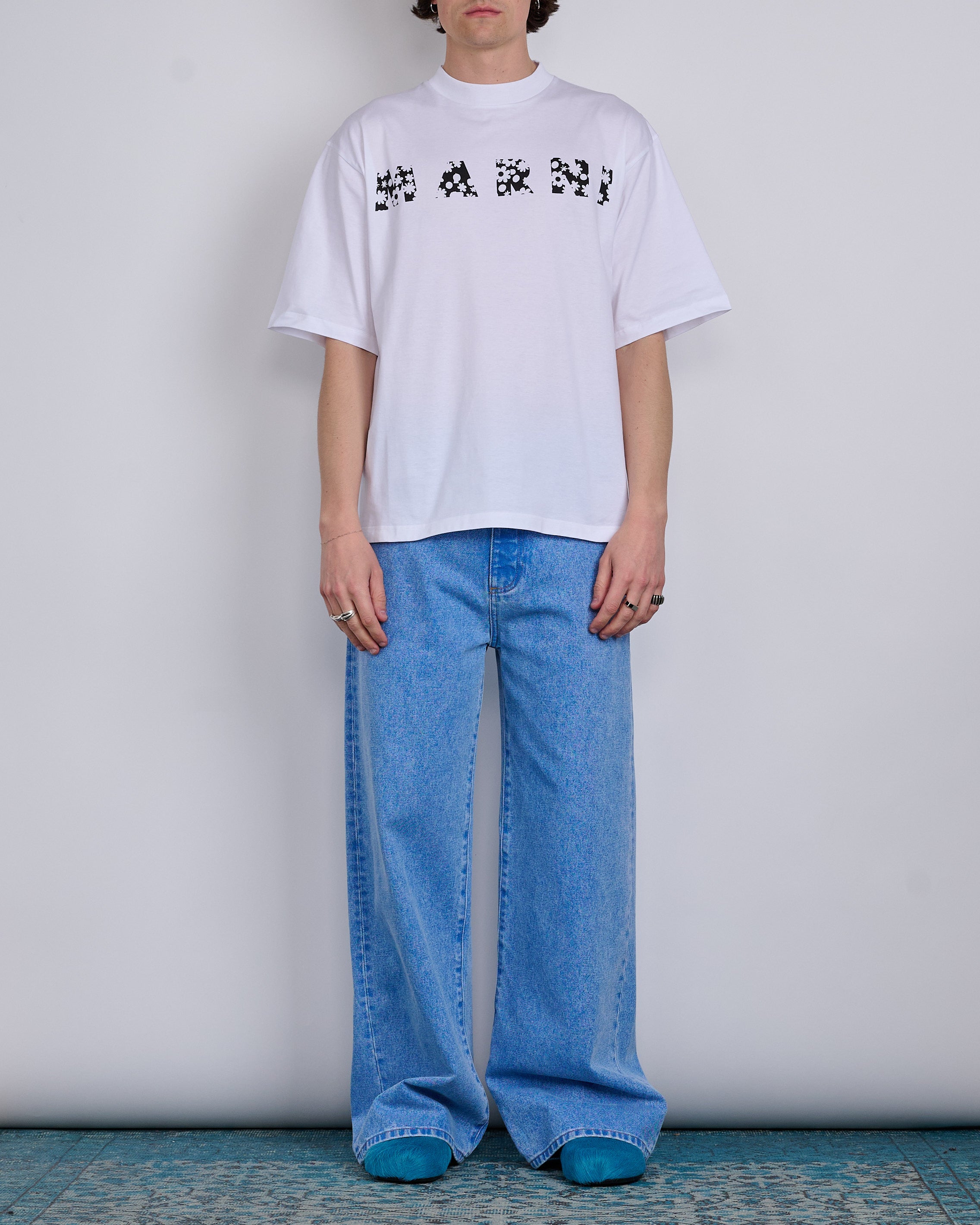 Marni Wide Jean Bleached Coated Denim Cobalt – LESS 17