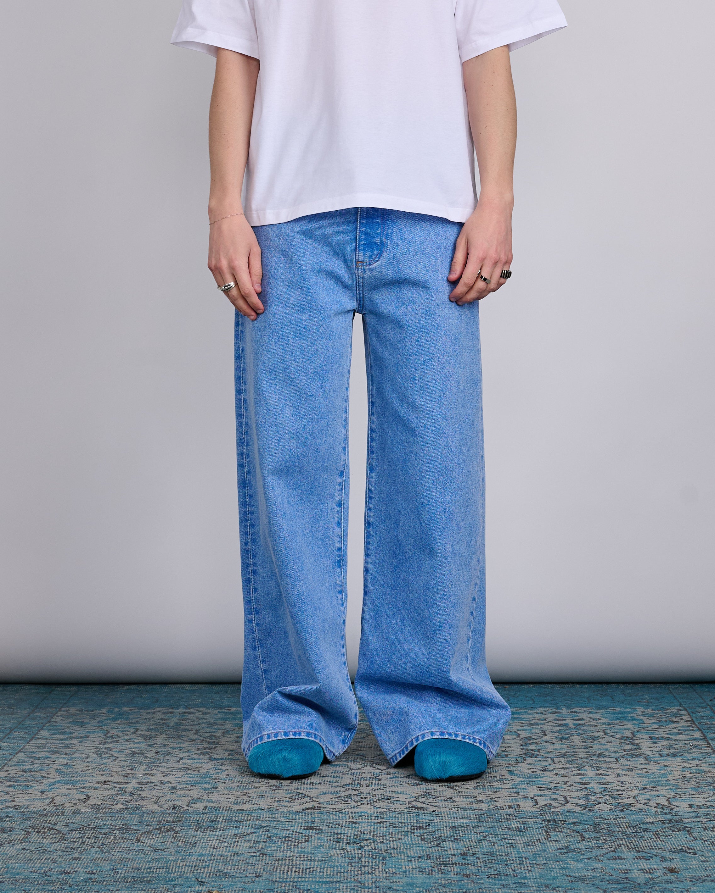 Marni Wide Jean Bleached Coated Denim Cobalt – LESS 17