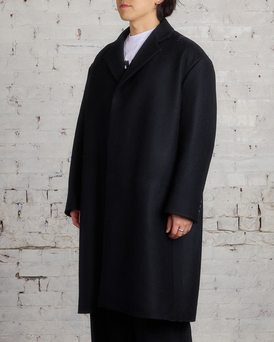 Marni Wool Felt Single Breasted Coat Black