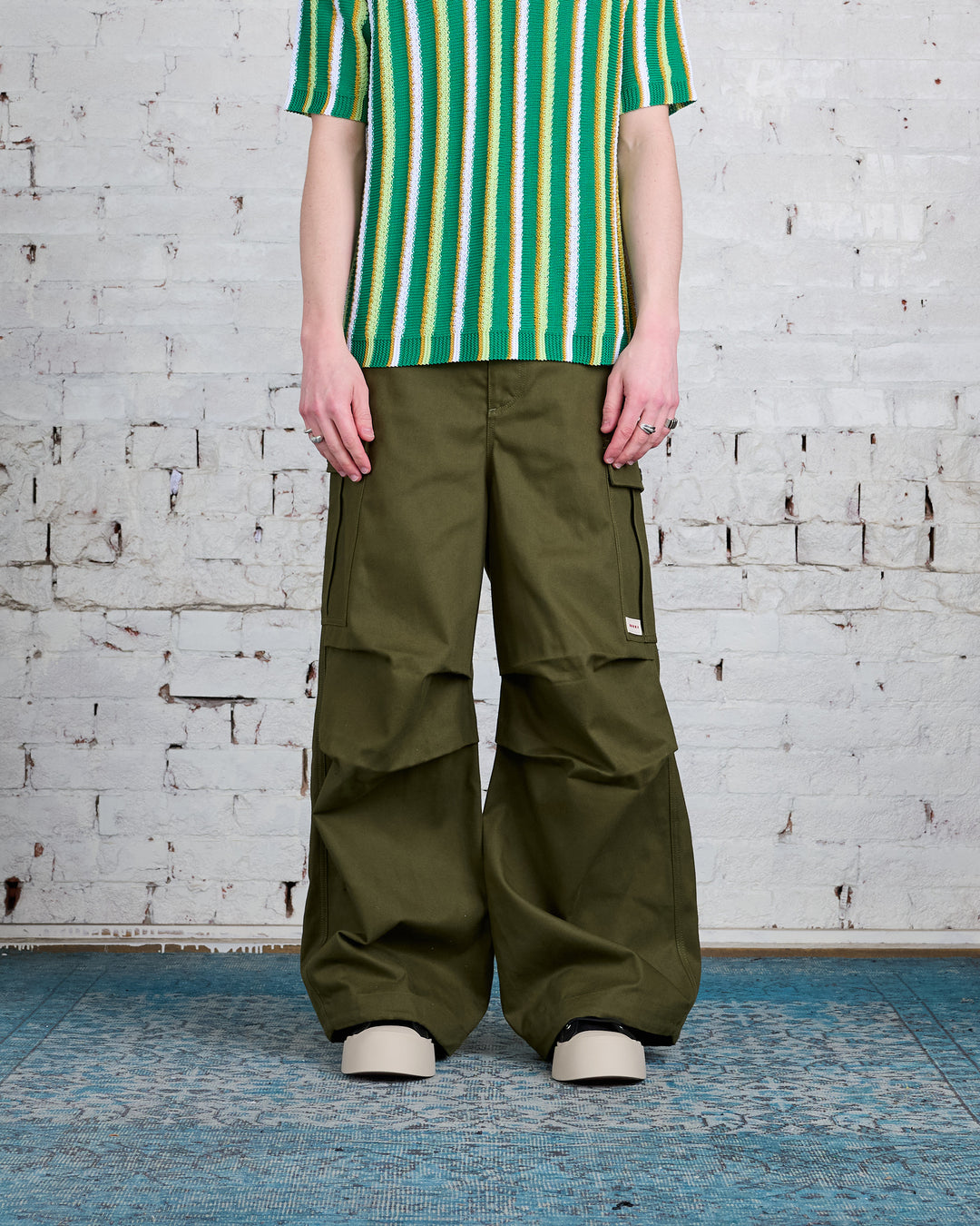 Marni Workwear Gabardine Cargo Pant Leav Green