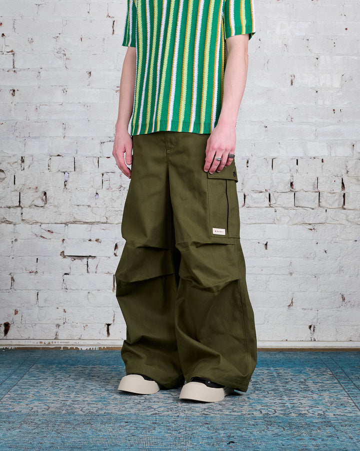 Marni Workwear Gabardine Cargo Pant Leav Green
