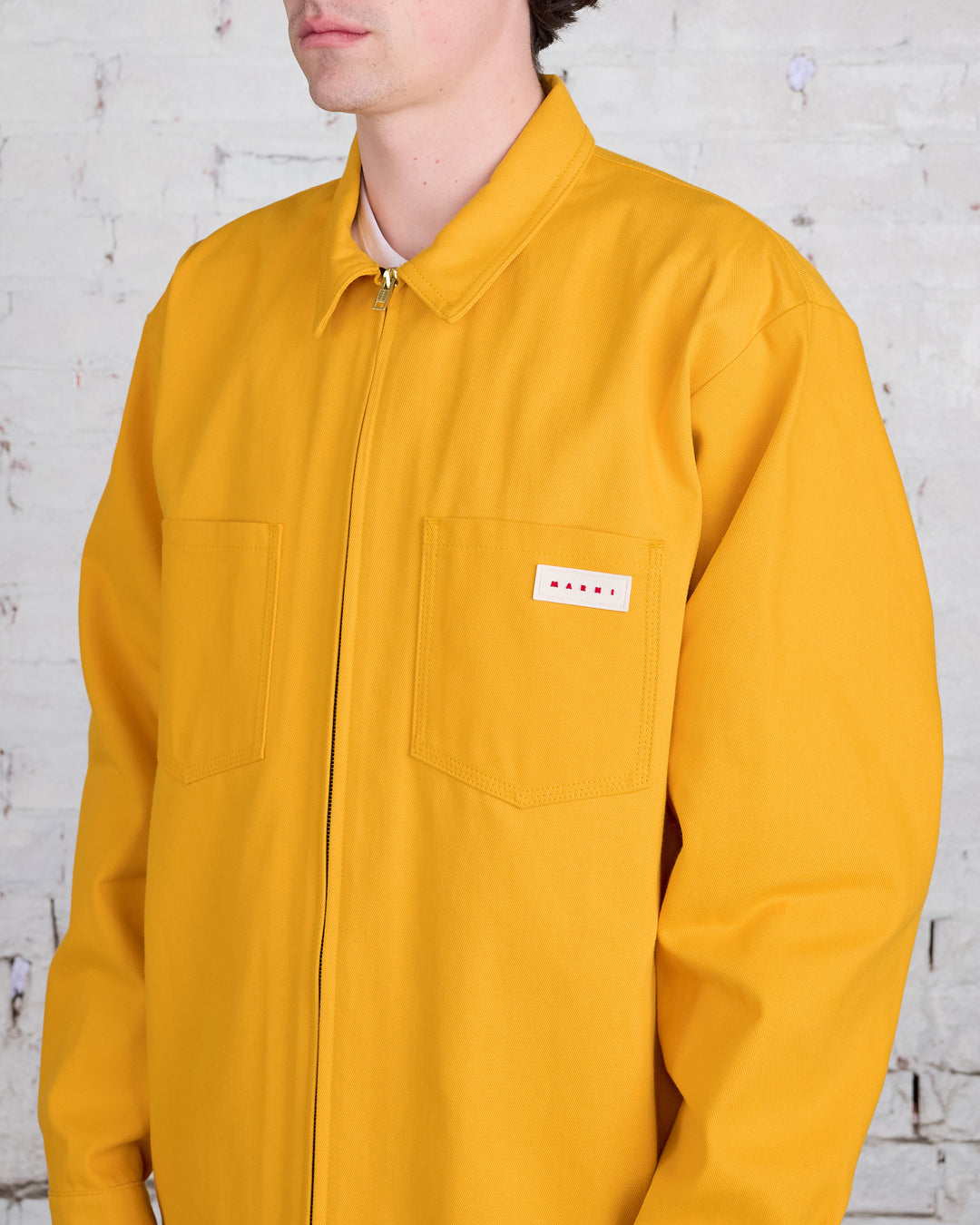 Marni Workwear Gabardine Zip Shirt Light Orange
