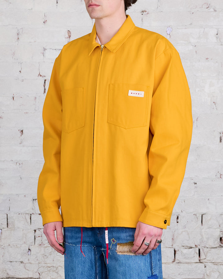 Marni Workwear Gabardine Zip Shirt Light Orange