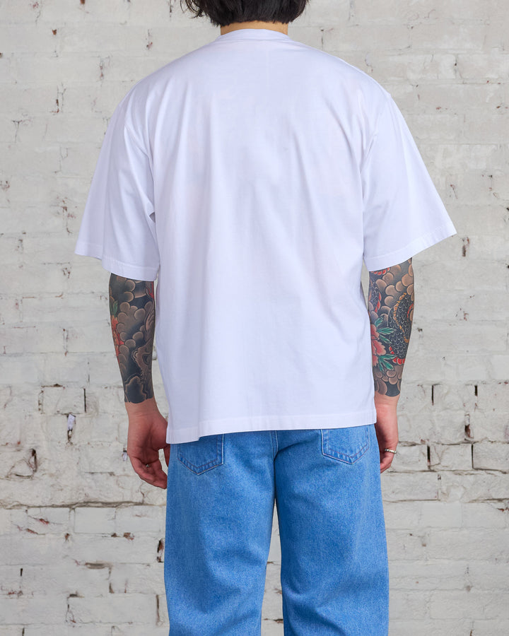 Marni Wrikled Logo Organic Cotton Logo T-Shirt Lily White