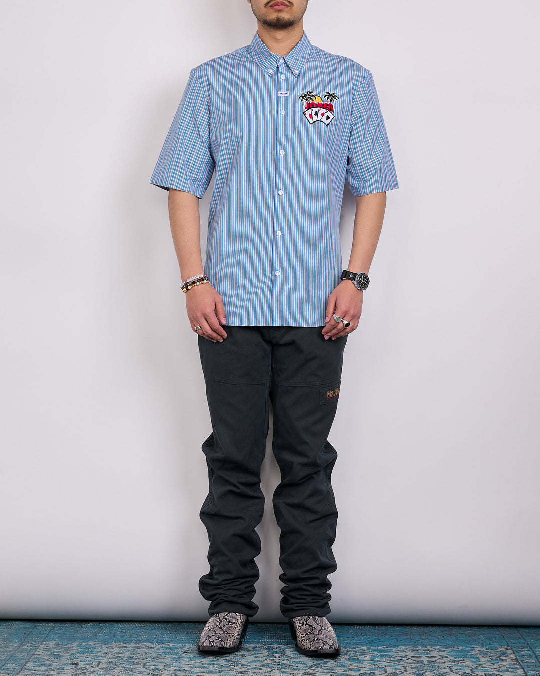 Martine Rose Joker Casual Button Shirt Blue