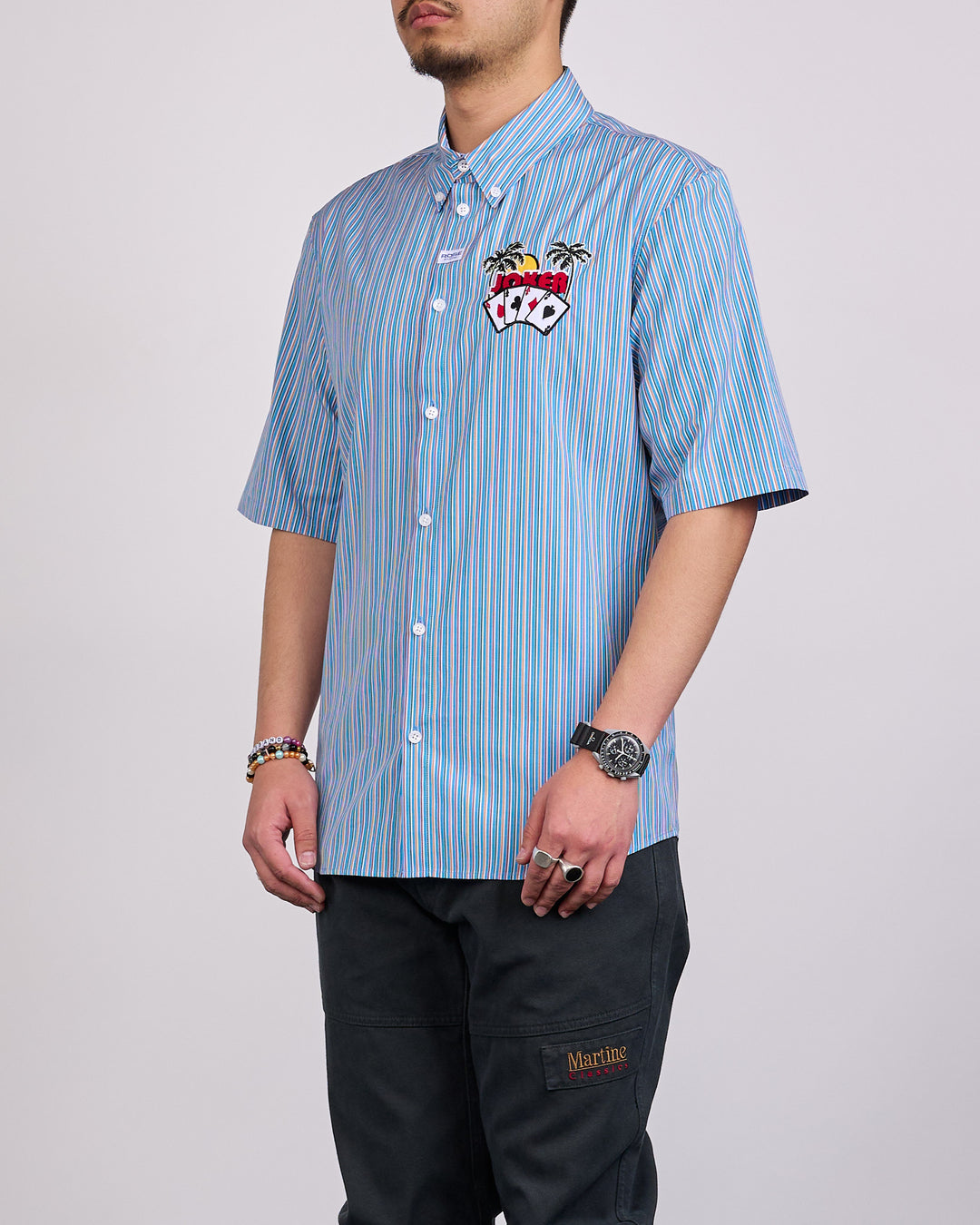 Martine Rose Joker Casual Button Shirt Blue