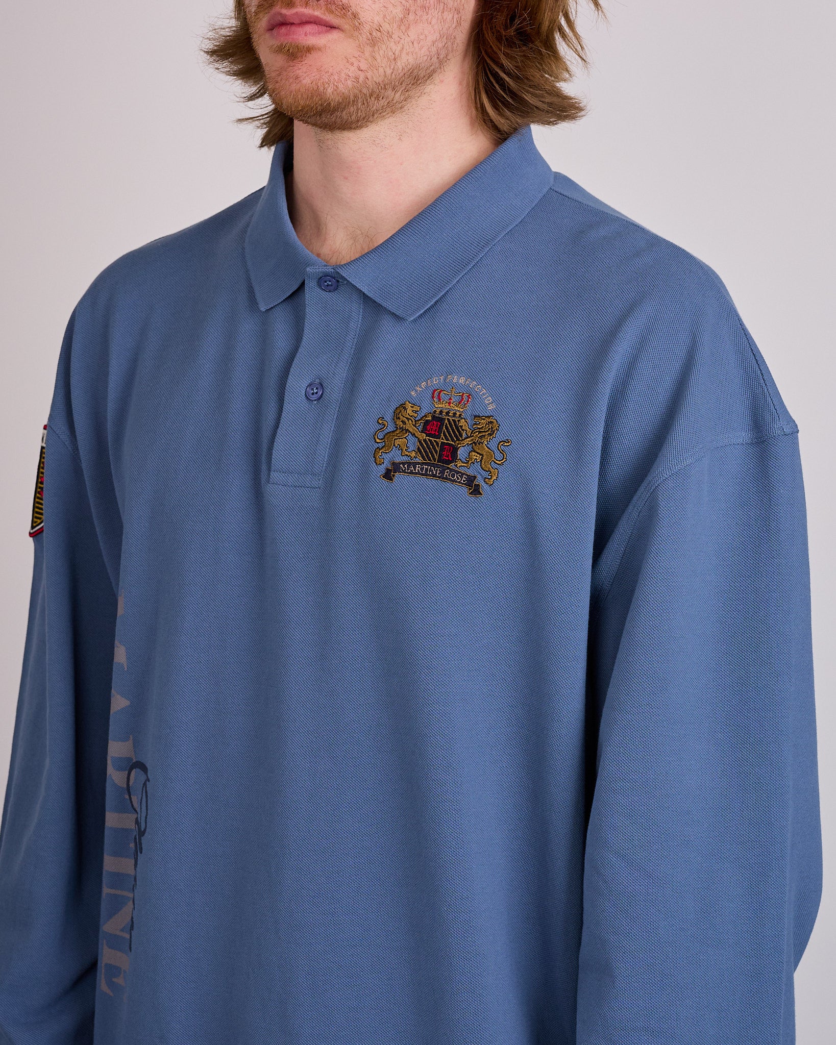 Martine Rose Longsleeve Polo Shirt Blue Navy Washed – LESS 17