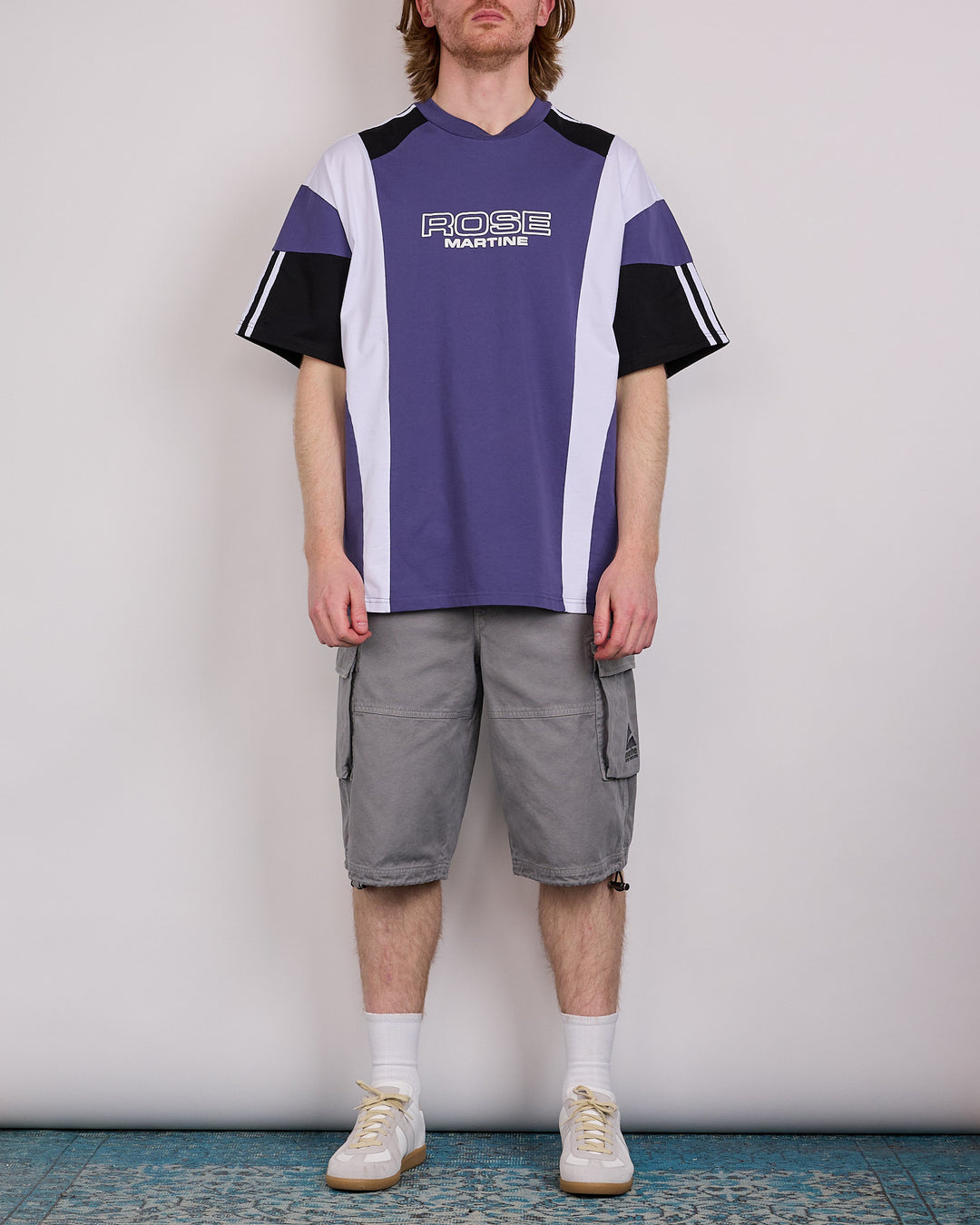 Martine Rose Oversized Panelled T-Shirt Purple Indigo