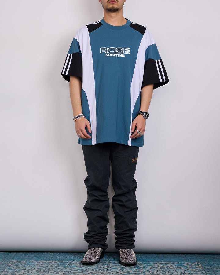 Martine Rose Panelled Oversized T-Shirt Blue Agean Rose