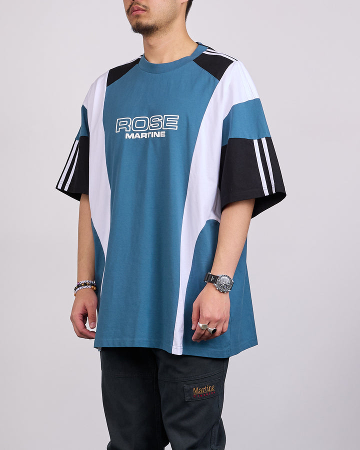 Martine Rose Panelled Oversized T-Shirt Blue Agean Rose