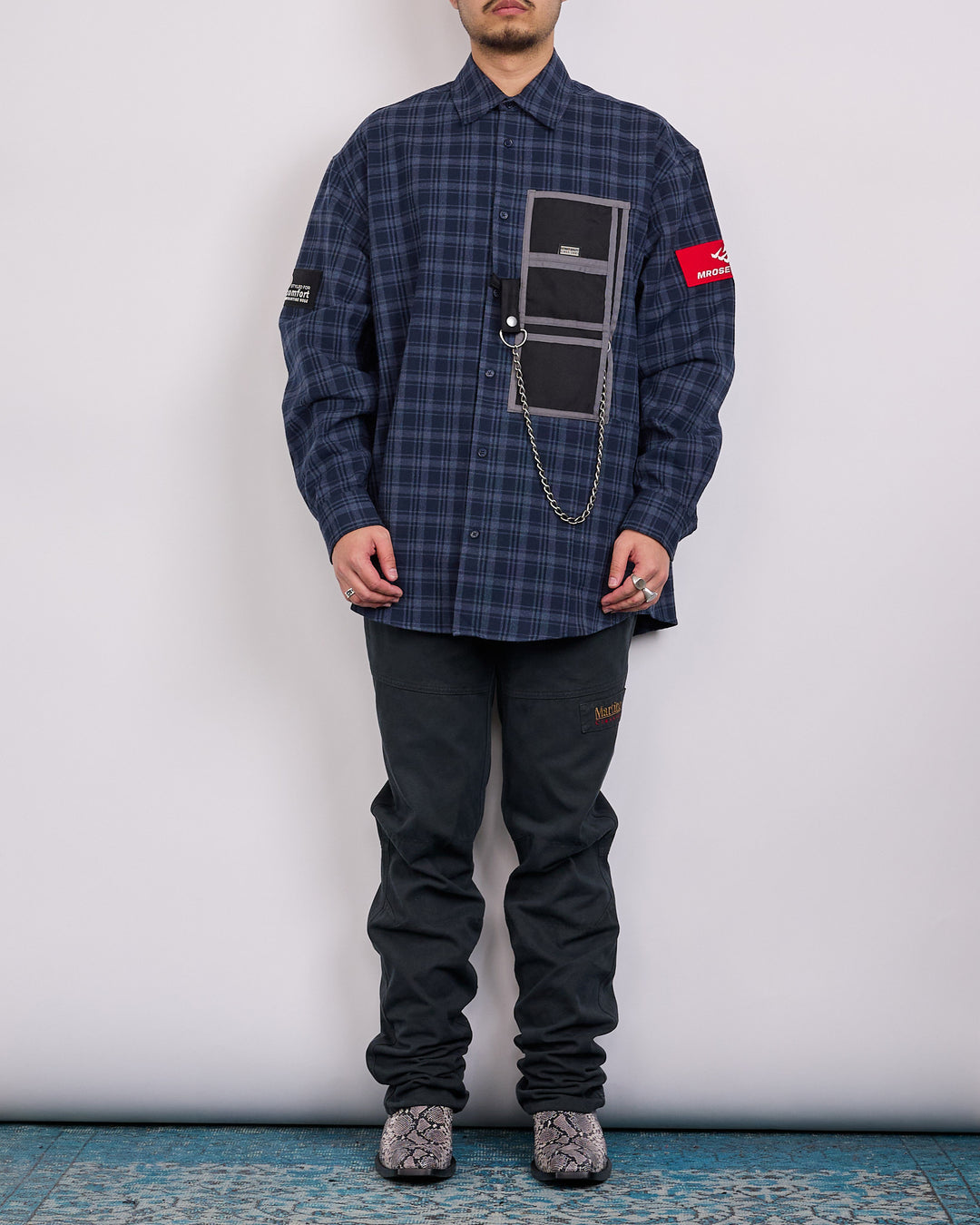 Martine Rose Wallet Button Shirt Blue