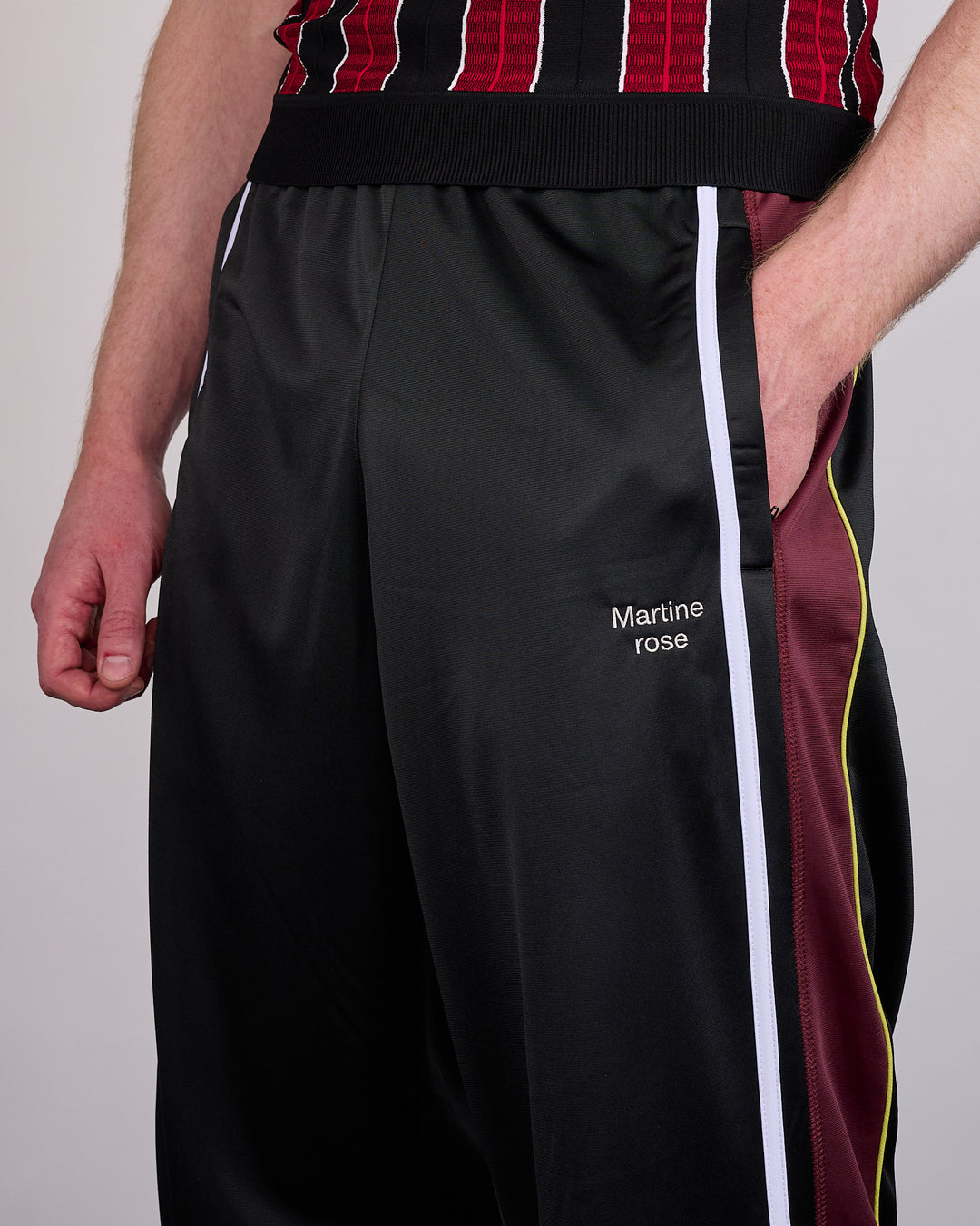Martine Rose Wide Leg Trackpant Black Burgundy