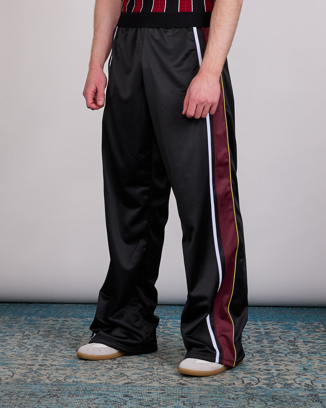 Martine Rose Wide Leg Trackpant Black Burgundy