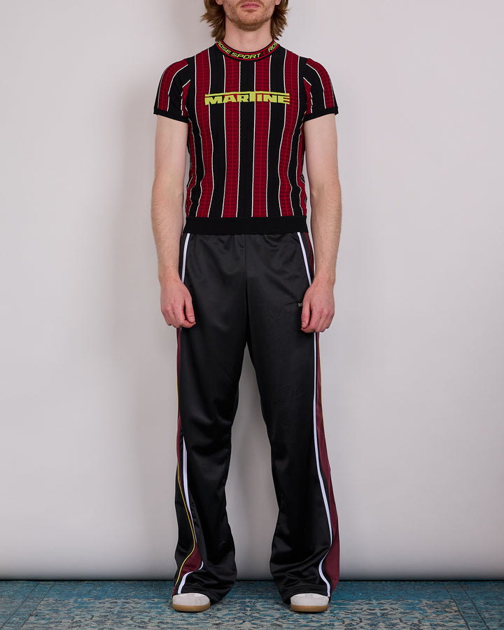 Martine Rose Wide Leg Trackpant Black Burgundy