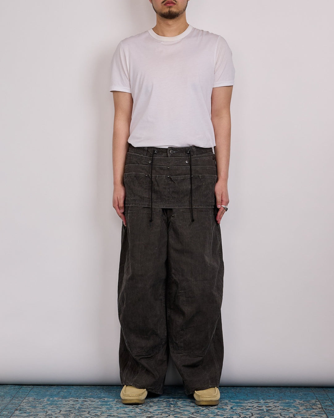 Needles Apron H.D. Pant Cotton-Linen Canvas Sumi Dye Black
