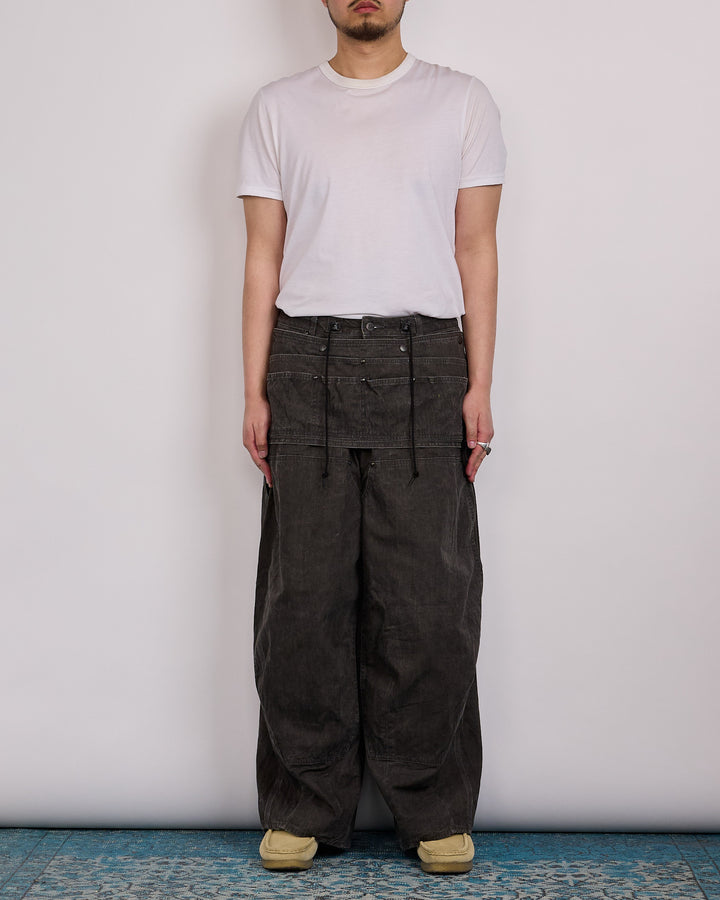 Needles Apron H.D. Pant Cotton-Linen Canvas Sumi Dye Black