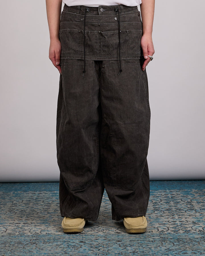 Needles Apron H.D. Pant Cotton-Linen Canvas Sumi Dye Black