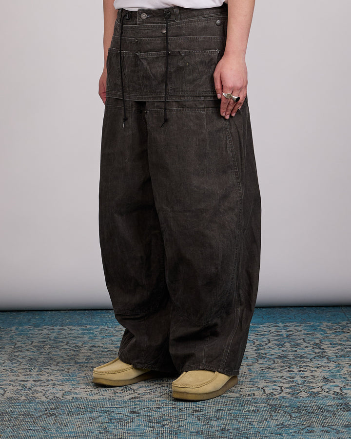 Needles Apron H.D. Pant Cotton-Linen Canvas Sumi Dye Black