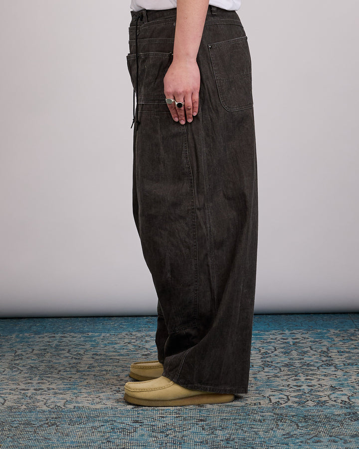 Needles Apron H.D. Pant Cotton-Linen Canvas Sumi Dye Black