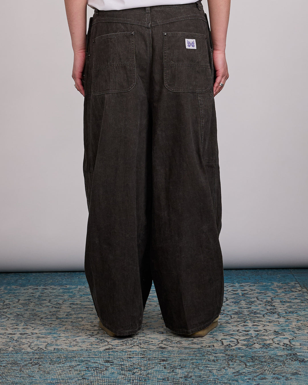 Needles Apron H.D. Pant Cotton-Linen Canvas Sumi Dye Black